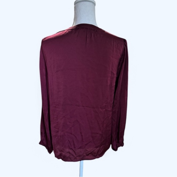 Satin V-Neck Blouses for Women Maroon NWOT Size Small - Picture 2 of 6